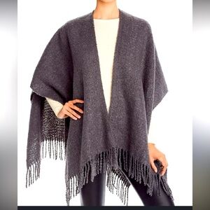 Listicle Dark Gray Fringe Poncho